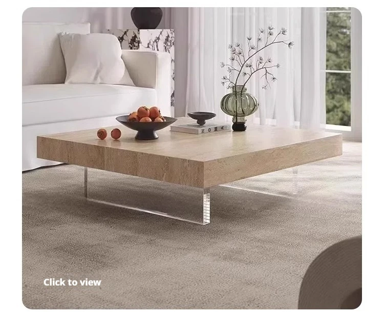 Any Size Custom Mid Century Retro Travertine Dining Set Solid Wood Upholstered Chairs Stable Load Family Home Dining Furniture