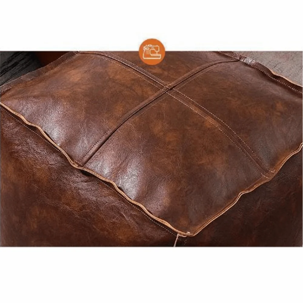 Light Luxury Non-Slip Storage Stool Waterproof Large Capacity Unstuffed Cushion Cover No Fillings Square Leather Pouf Bedroom