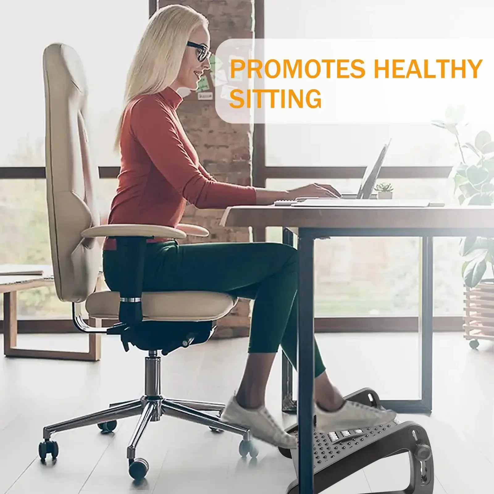 Adjustable Desk-Side Footrest Improves Posture Foot Ergonomic Aid Sturdy Design Massage Rollers for Study Room, Home