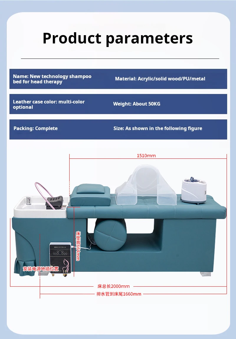 Hydrotherapy Water Circulation Shampoo Bed For Salon Head Massage Spa Therapy