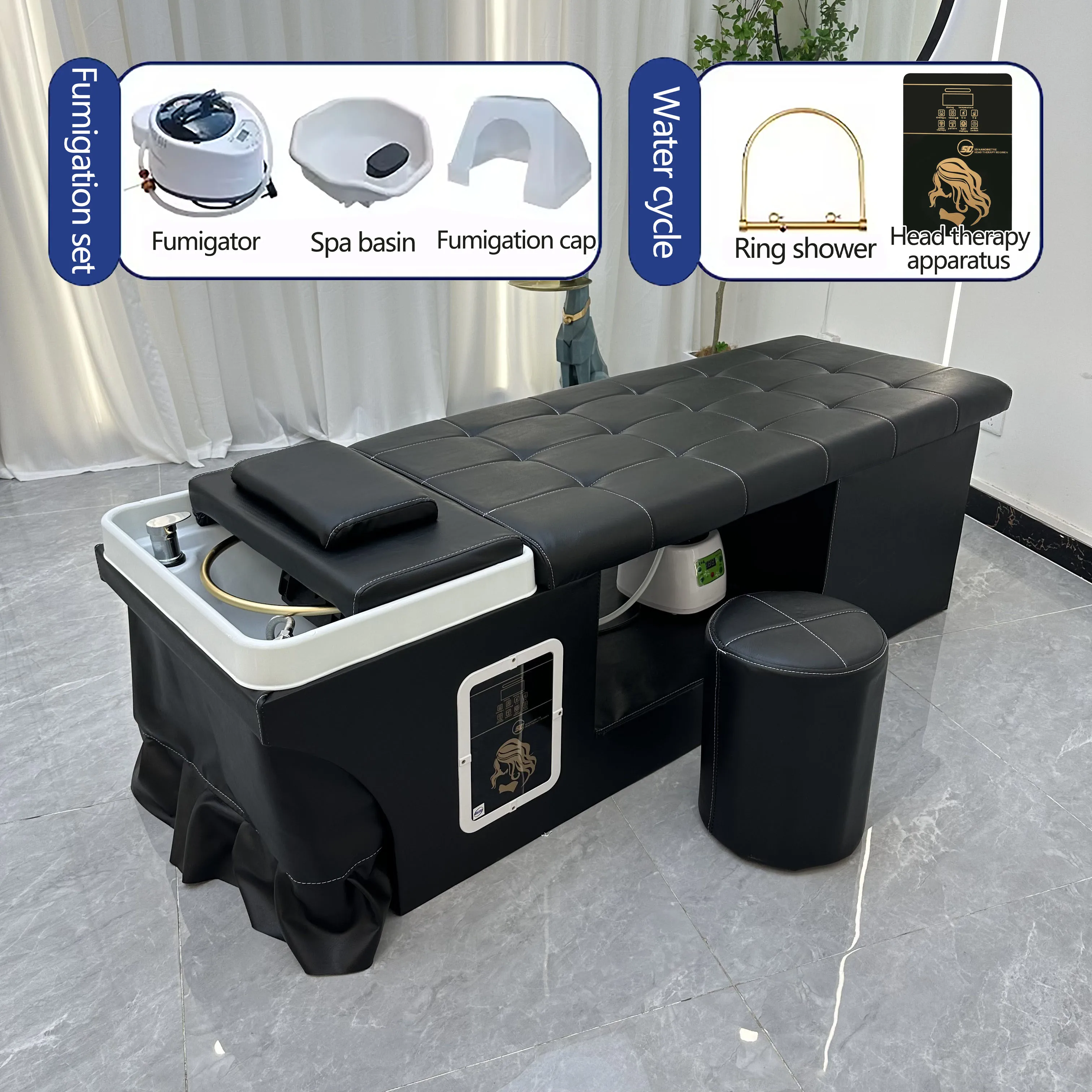 Hydrotherapy Water Circulation Shampoo Bed For Salon Head Massage Spa Therapy