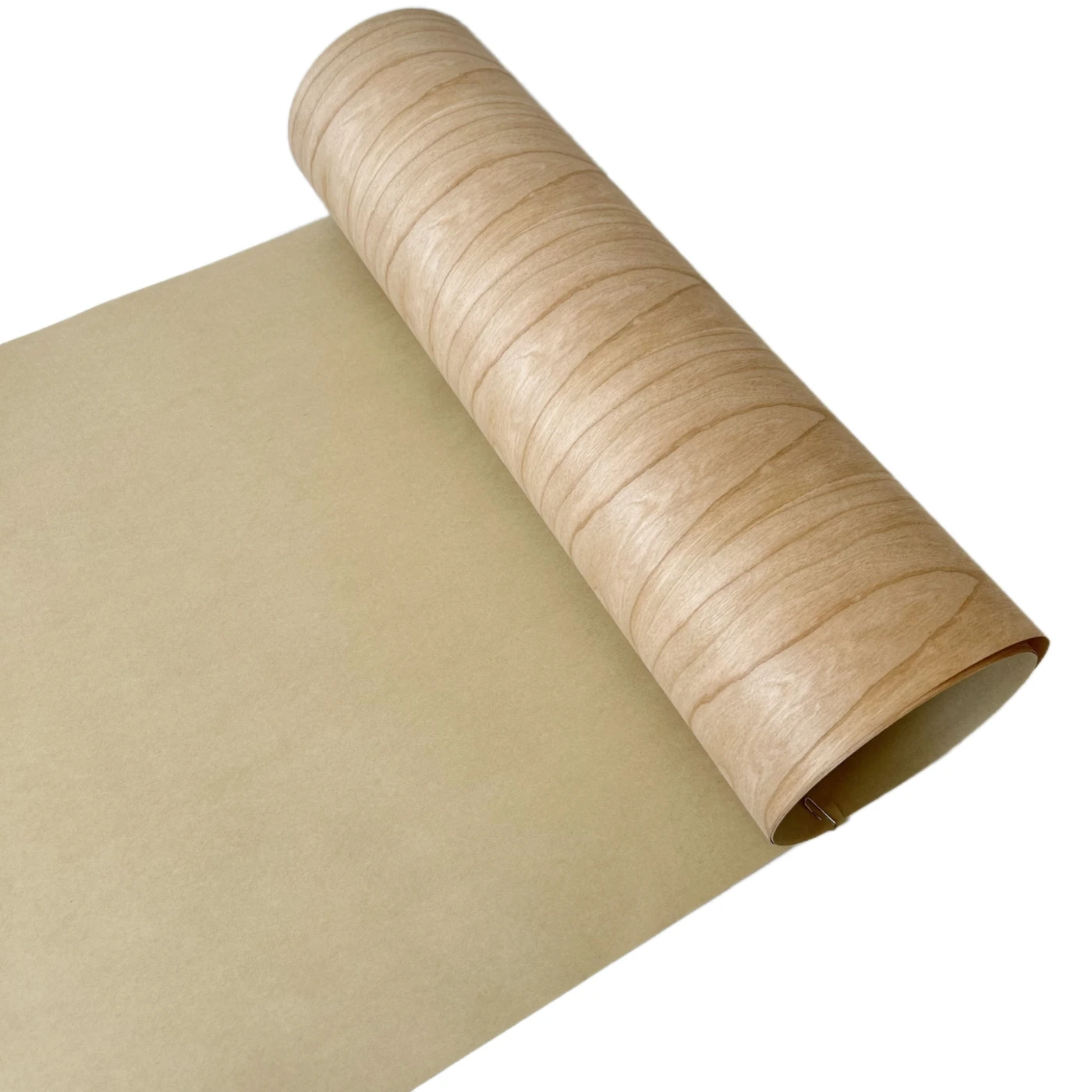 58x250cm, Kraft Paper Backed Thin Veneer of 0.25mm Thickness, Natural American Cherry Wood Veneer Roll for Furniture Renovation