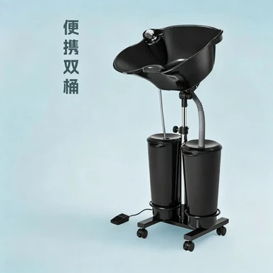 Vertical Electric Shampoo Basin Portable Double Bucket with Water Pump Movable Sink