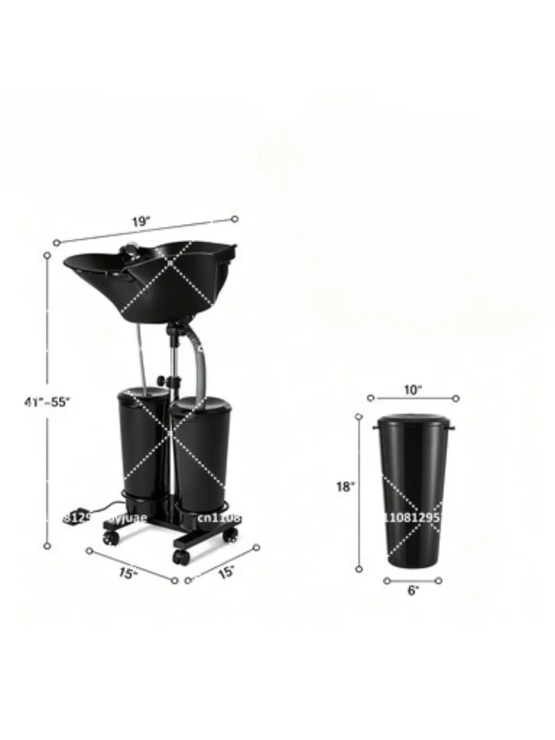 Vertical Electric Shampoo Basin Portable Double Bucket with Water Pump Movable Sink