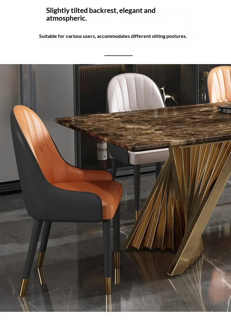 Any Size Custom Luxury Marble Dining Table With Gold Metal Frame Waterproof Wear Resistant Stable For Dining Guest Room