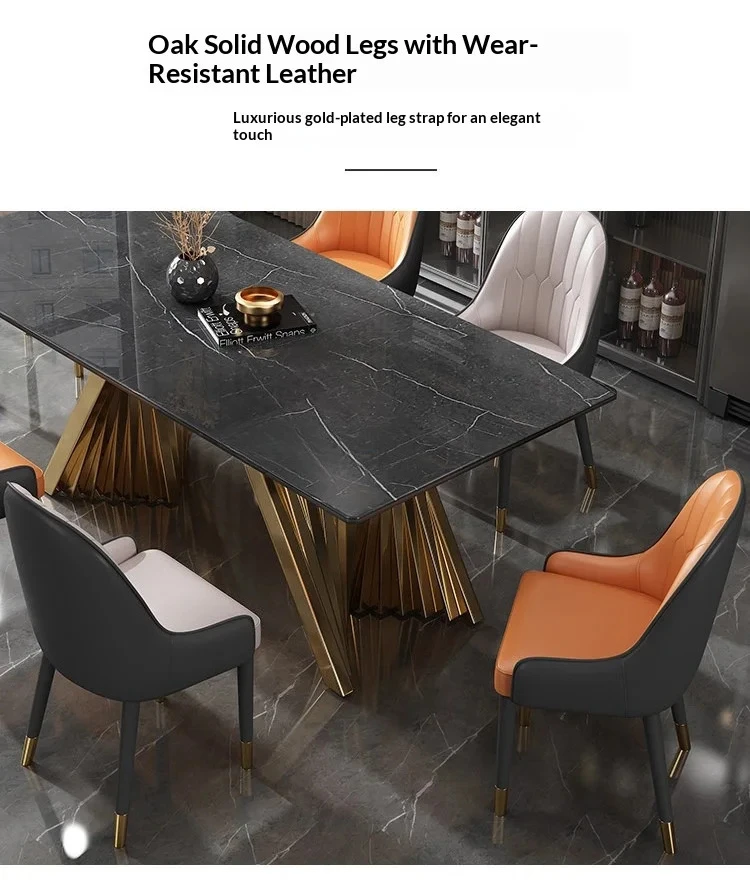 Any Size Custom Luxury Marble Dining Table With Gold Metal Frame Waterproof Wear Resistant Stable For Dining Guest Room