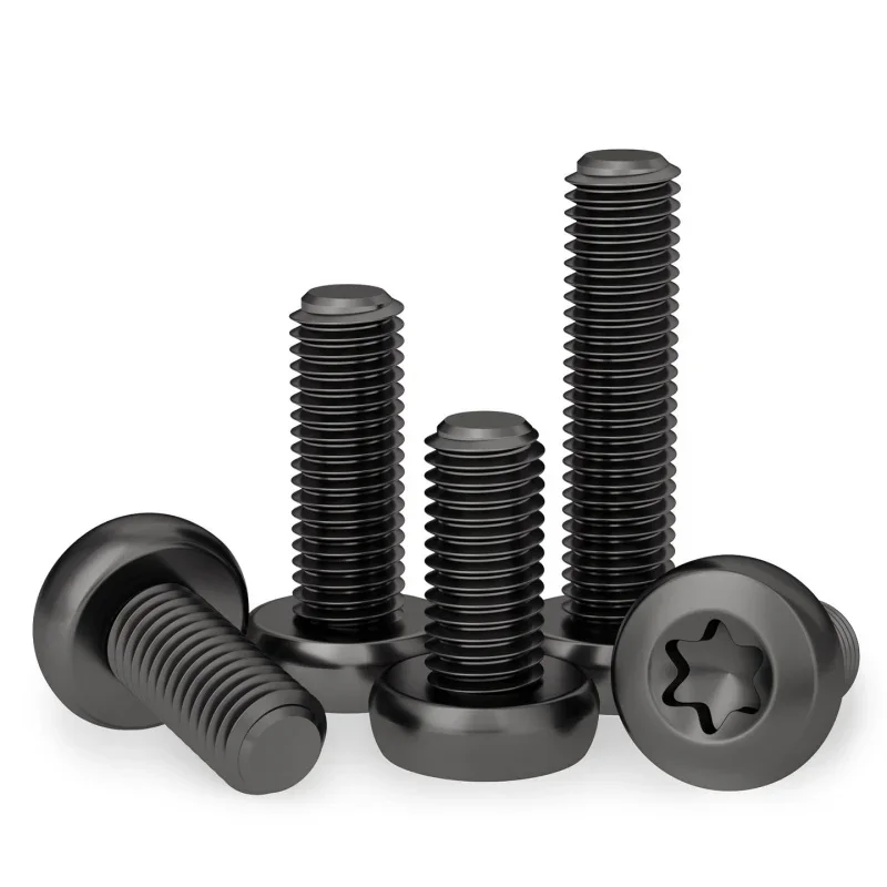 Black 304 Stianless Steel Six-Lobe Torx Pan Round Button Head Screw With/Without Pin Tamper Proof Security Bolt M3~M10