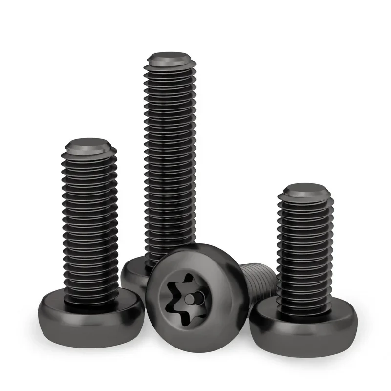 Black 304 Stianless Steel Six-Lobe Torx Pan Round Button Head Screw With/Without Pin Tamper Proof Security Bolt M3~M10