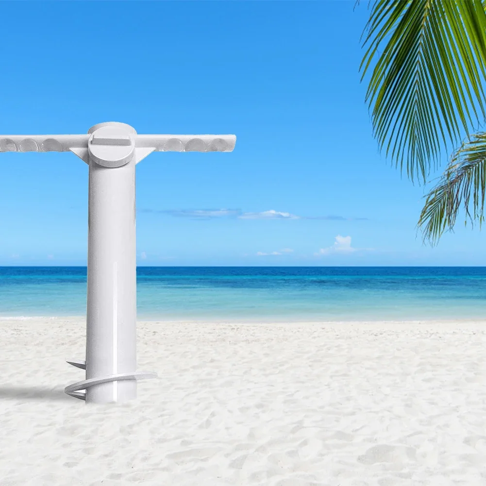 5 Spiral Screw In Sand Anchor, Beach Umbrella Ground Stake with 2 Hooks, Outdoor Patio Umbrella Accessories Set