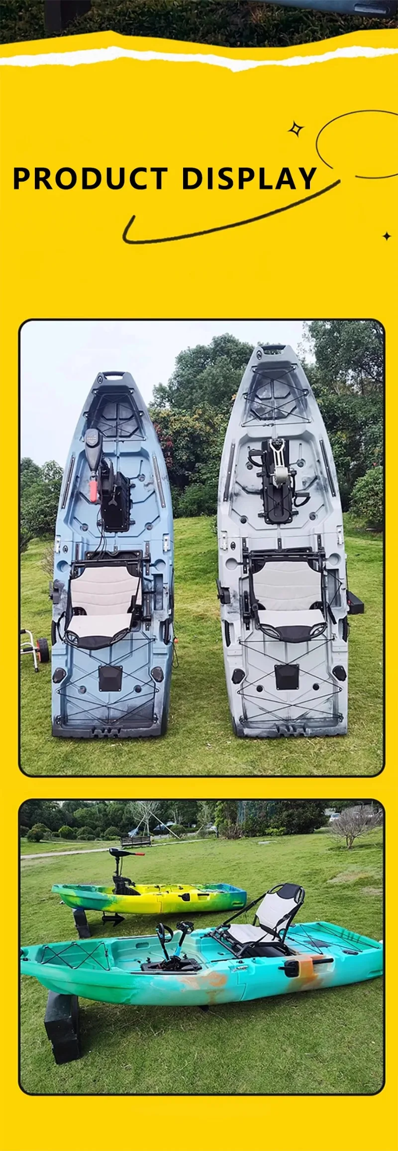 HDPE Modular Kayak Electric/Pedal-Driven Inflatable Kayak Portable Lightweight Fishing Kayak Canoe with Durable Accessories