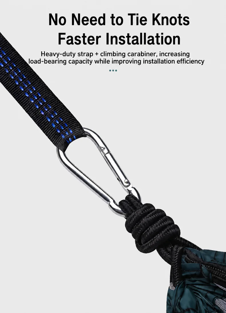 2-In-1 Camping Hammock With Mosquito Net 3m Straps and Carabiner Storage Bag Anti-Tilt-Over Outdoor Leisure Swing for Adults