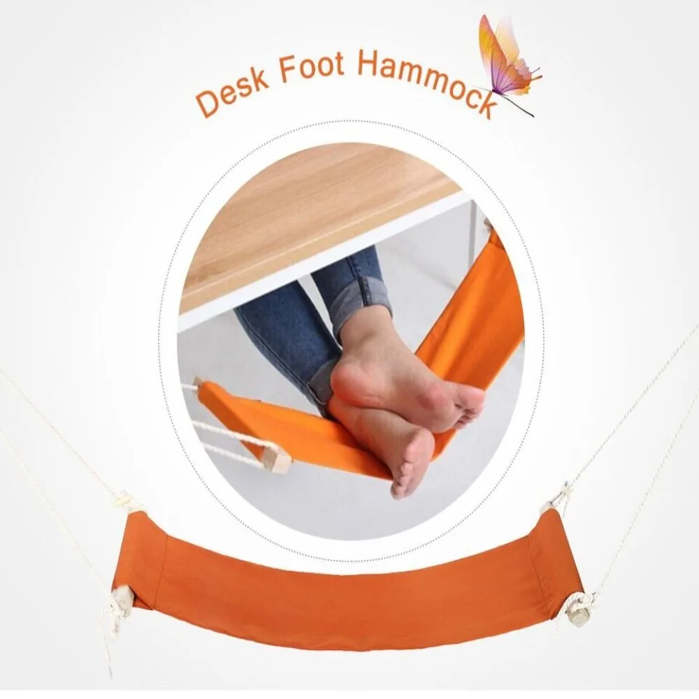 Creative Pastoral Resting Hammock Adjustable Polyester Cotton Cloth Foot Hammock Comfortable Office Desk Resting Swing