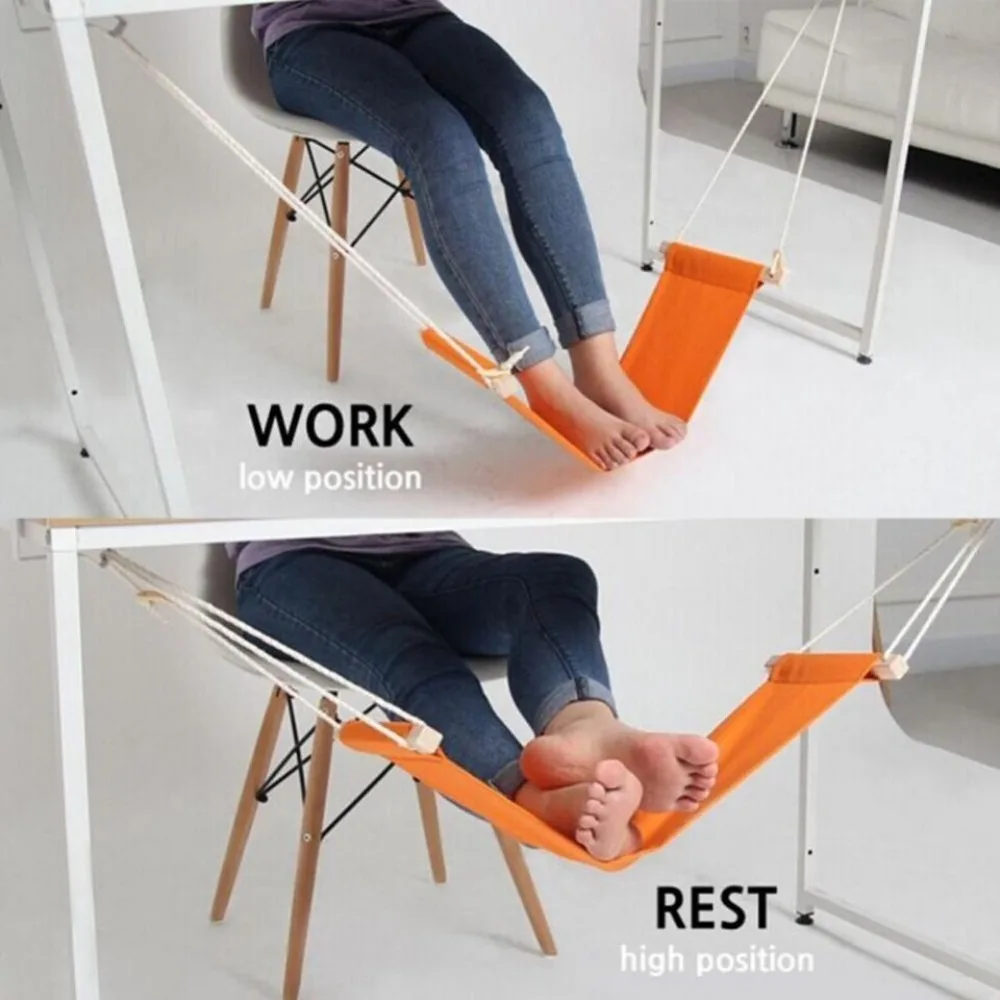 Creative Pastoral Resting Hammock Adjustable Polyester Cotton Cloth Foot Hammock Comfortable Office Desk Resting Swing