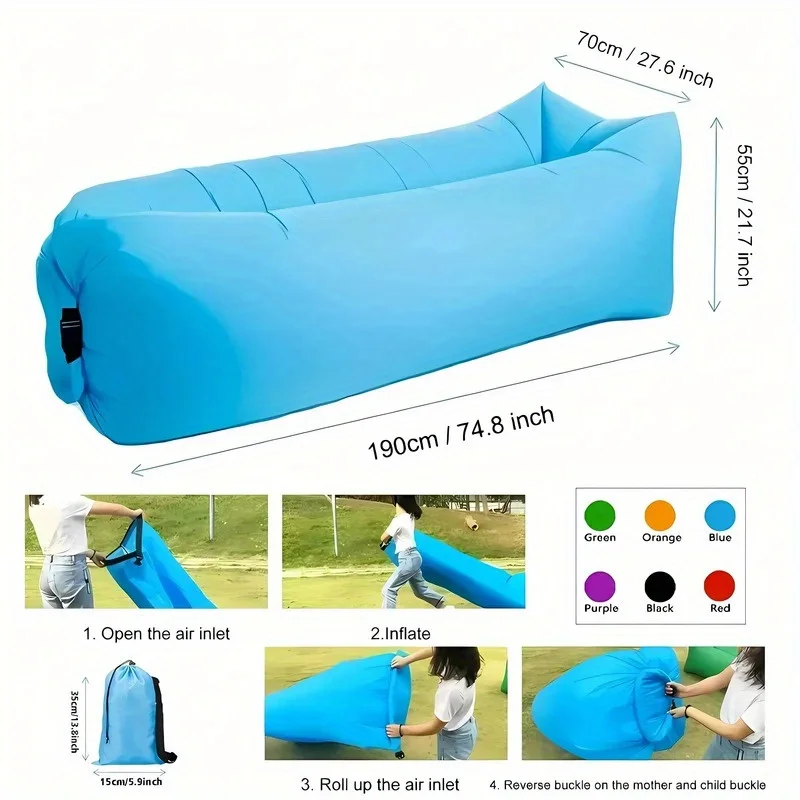 Outdoor Portable Inflatable Sofa Outdoor Seating Inflatable Air Inflatable Lounger Blow Up Chair Bag Banana Camping Bed Beanbag