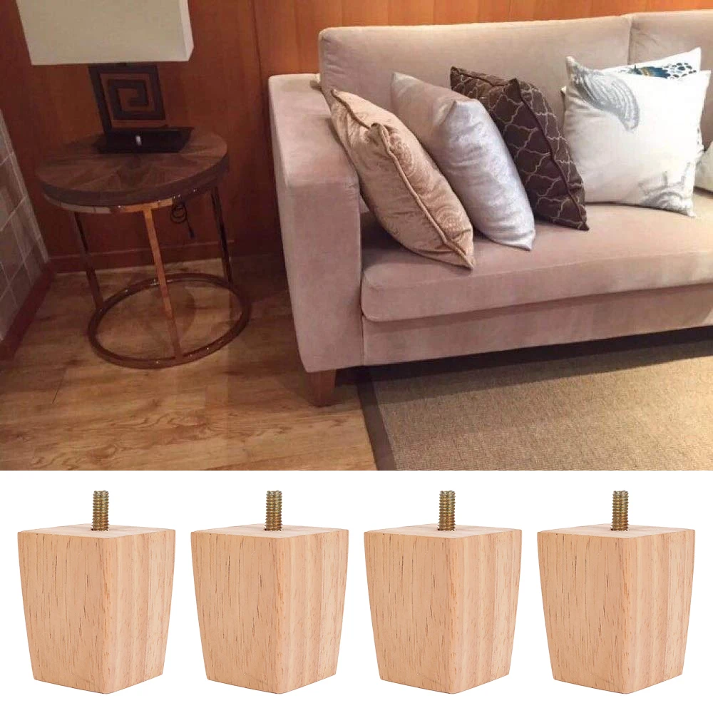 4Pcs 6/10/15CM Solid Wood Furniture Feets Sofa Cabinets Legs Square Bed Table Chair Replacement Feet Home Furniture Accessories
