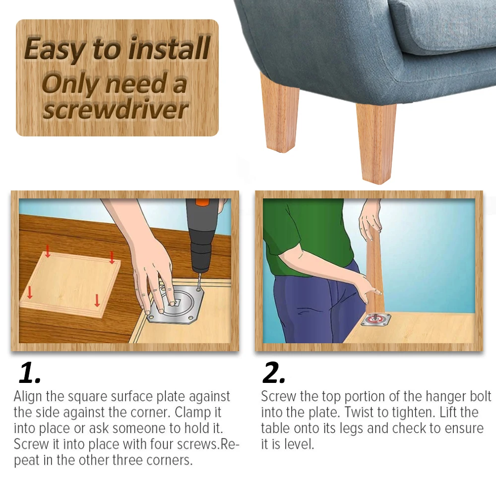 4Pcs 6/10/15CM Solid Wood Furniture Feets Sofa Cabinets Legs Square Bed Table Chair Replacement Feet Home Furniture Accessories
