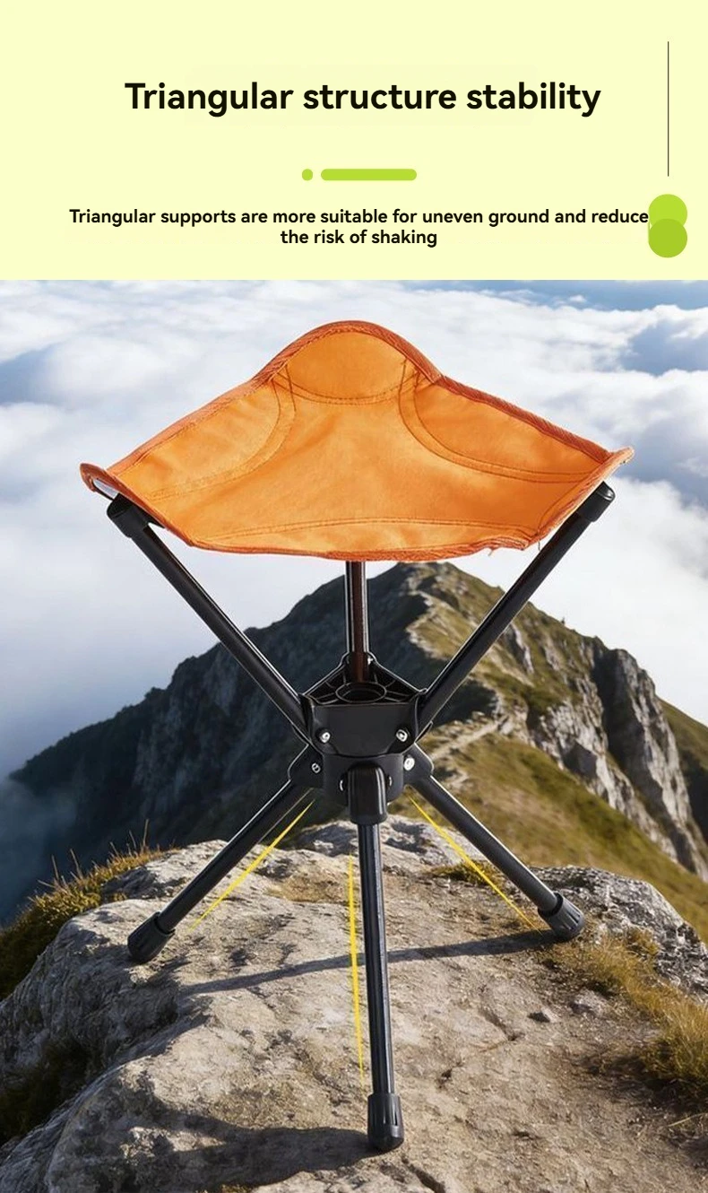 New Popular Outdoor Stool Folding Portable Triangular Stool Rotating Mazza Courtyard Subway Sketching Train Mazza Adjustable