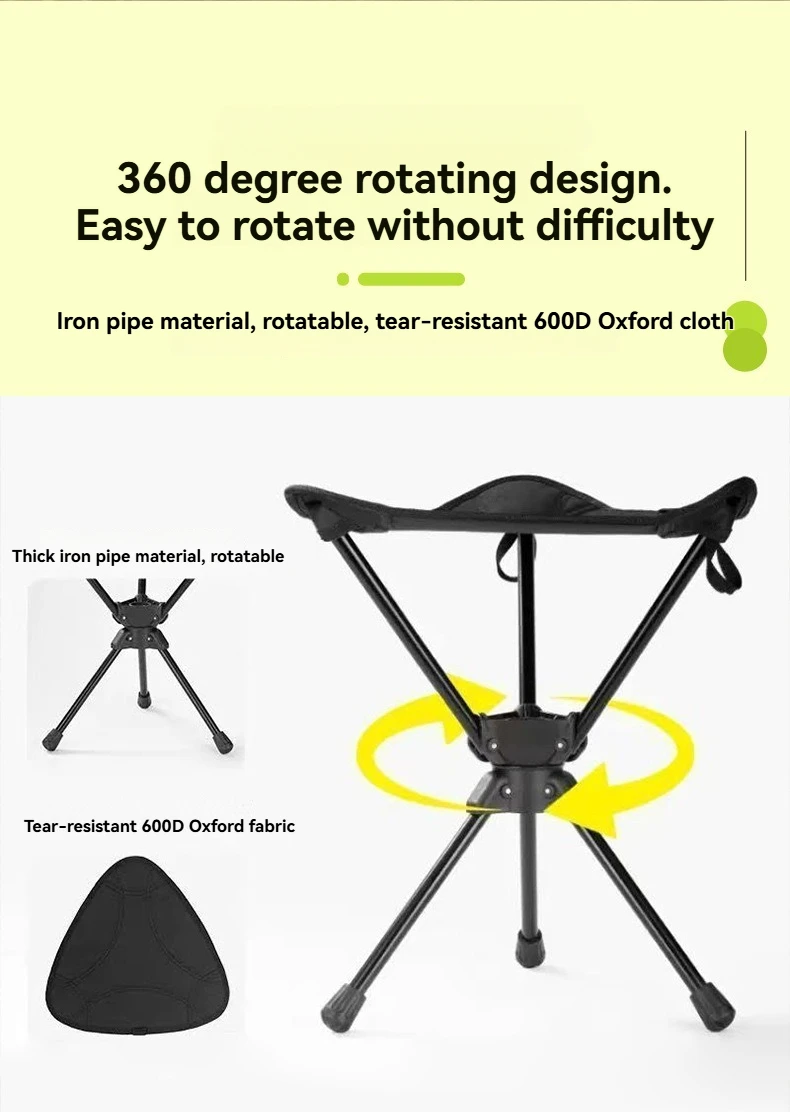 New Popular Outdoor Stool Folding Portable Triangular Stool Rotating Mazza Courtyard Subway Sketching Train Mazza Adjustable