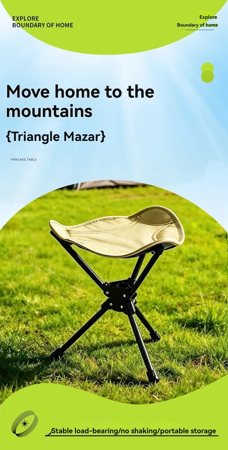 New Popular Outdoor Stool Folding Portable Triangular Stool Rotating Mazza Courtyard Subway Sketching Train Mazza Adjustable