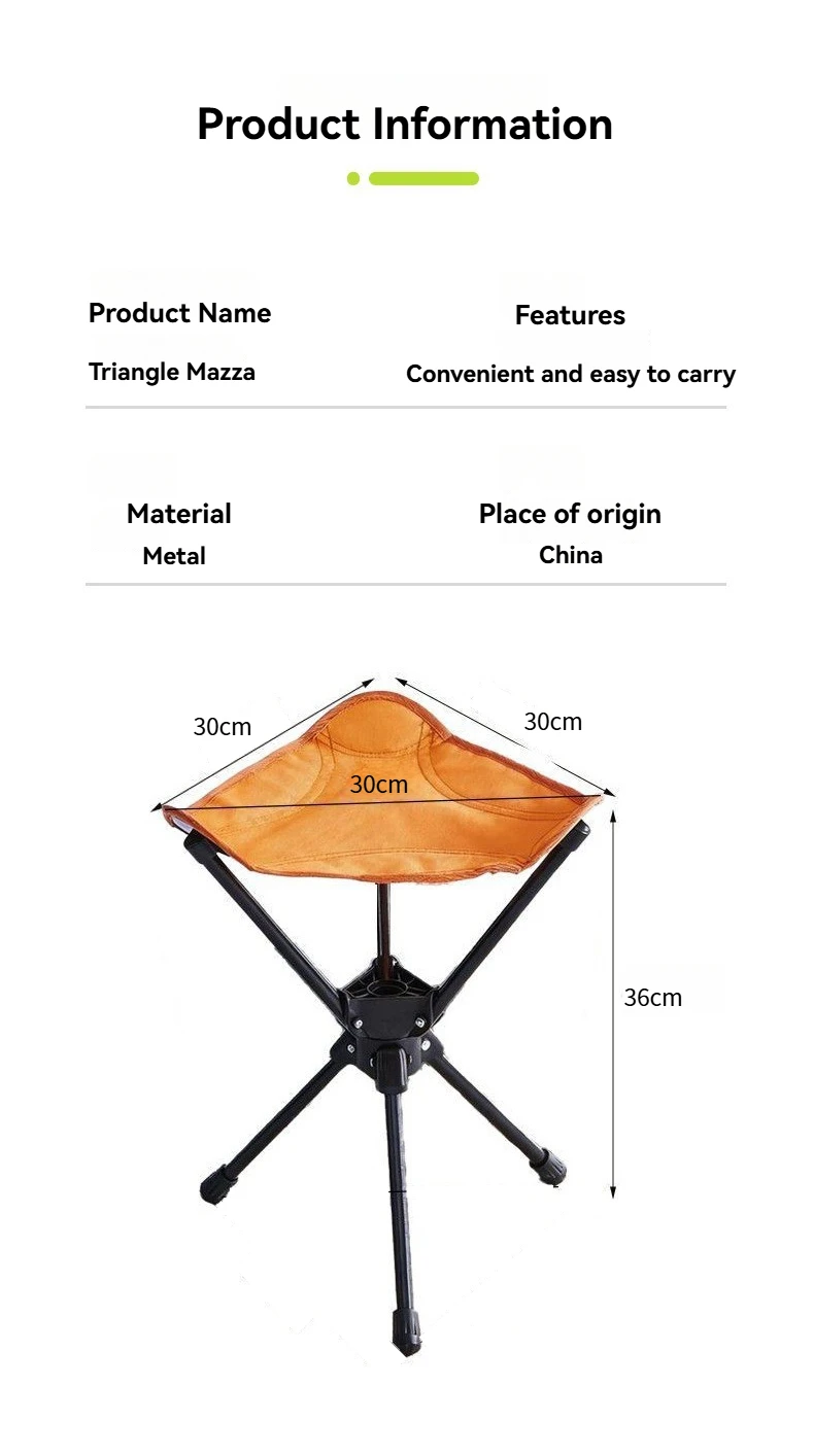 New Popular Outdoor Stool Folding Portable Triangular Stool Rotating Mazza Courtyard Subway Sketching Train Mazza Adjustable