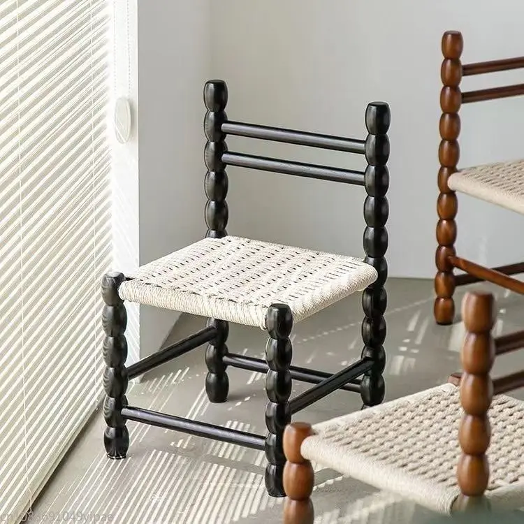 French Retro Thickened Nordic Designer Rope Woven Balcony Shoe Stool Cafe Gourd Chair