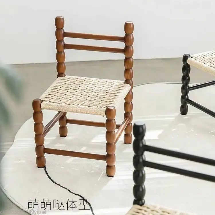French Retro Thickened Nordic Designer Rope Woven Balcony Shoe Stool Cafe Gourd Chair