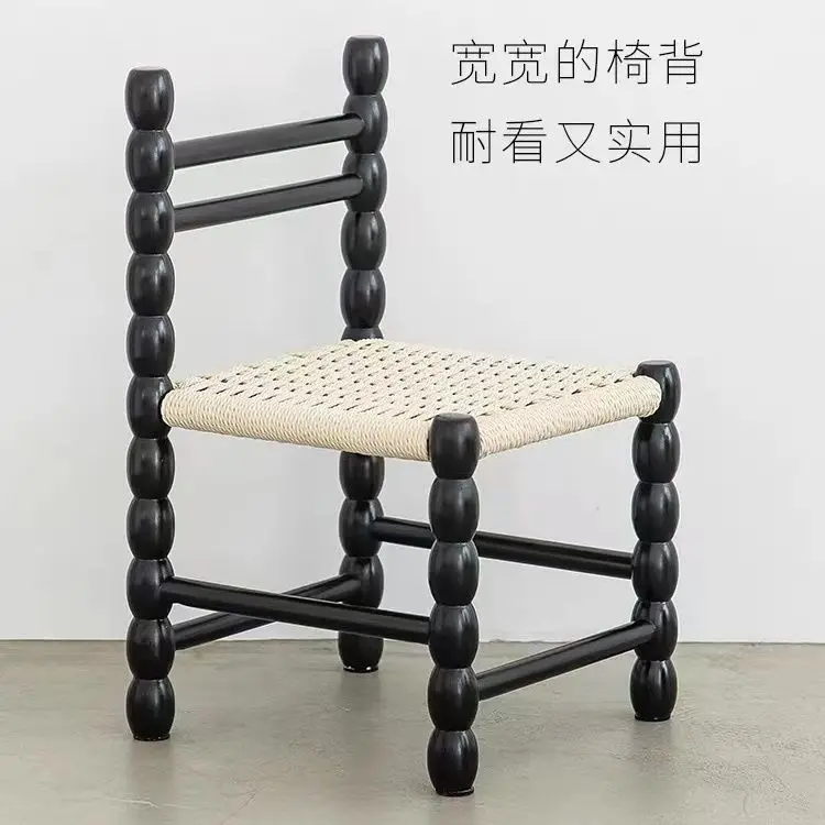 French Retro Thickened Nordic Designer Rope Woven Balcony Shoe Stool Cafe Gourd Chair