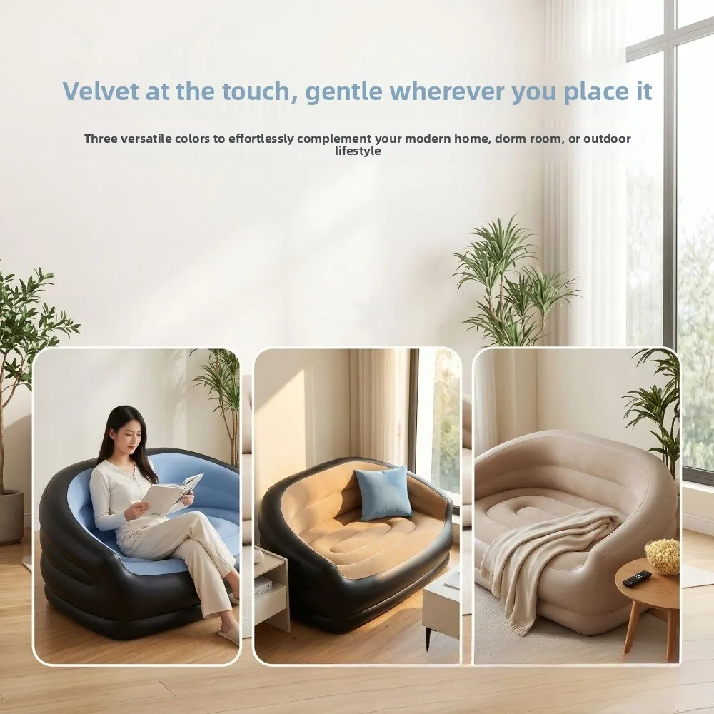 Inflatable Double Sofa, Flocking Inflatable Sofa, Double Inflatable Lazy Sofa Outdoor Sofa Foldable Outdoor Sofa