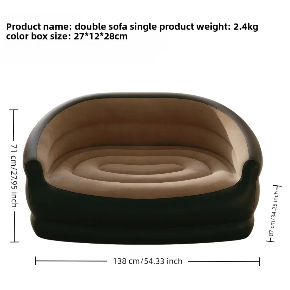 Inflatable Double Sofa, Flocking Inflatable Sofa, Double Inflatable Lazy Sofa Outdoor Sofa Foldable Outdoor Sofa