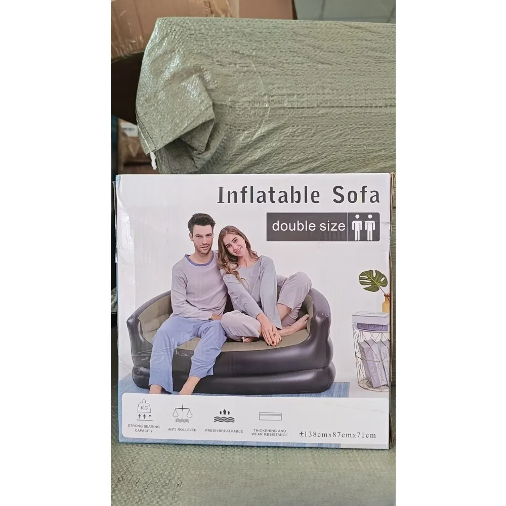 Inflatable Double Sofa, Flocking Inflatable Sofa, Double Inflatable Lazy Sofa Outdoor Sofa Foldable Outdoor Sofa