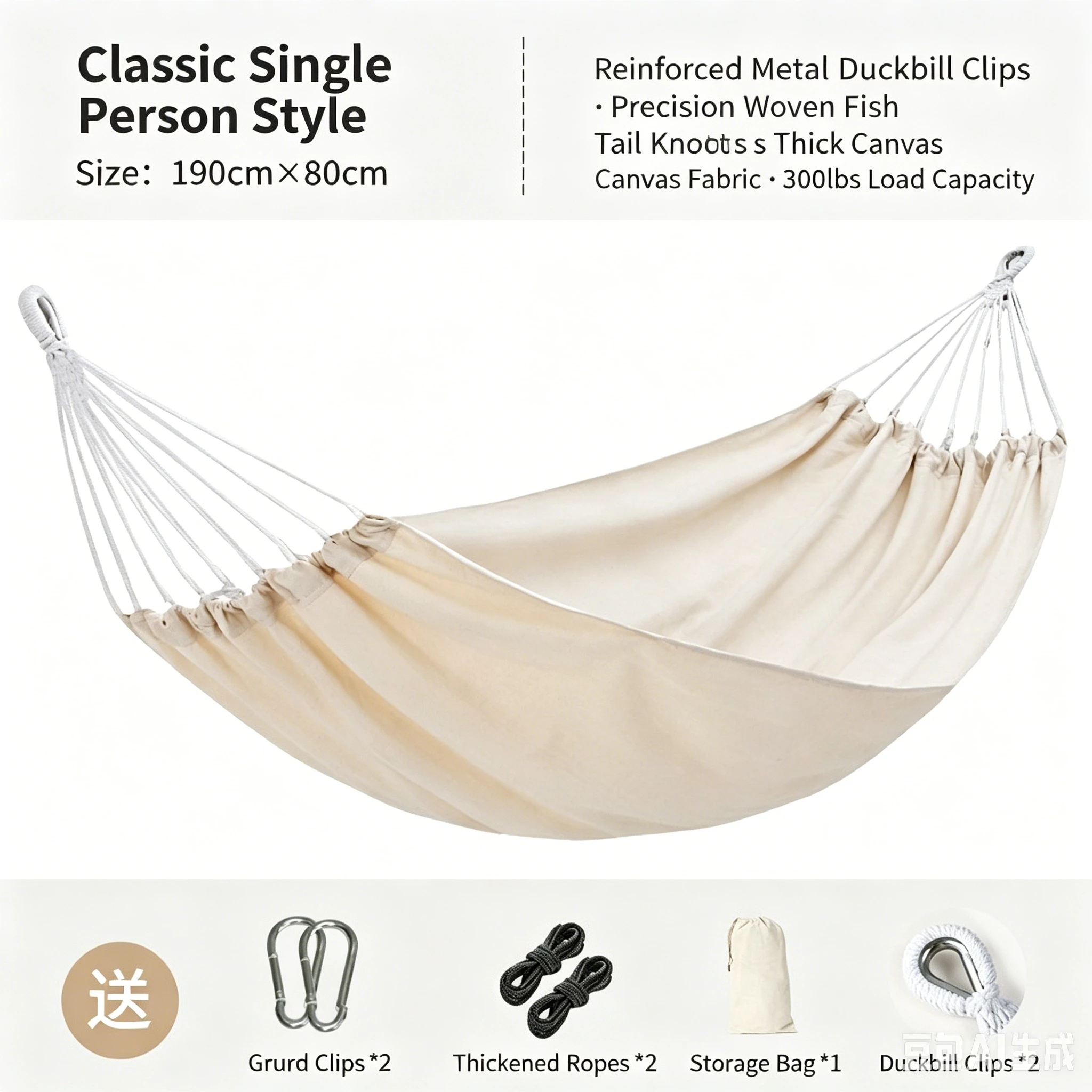 Double Hammock 190*80cm Thickened Reinforced Anti-Sway