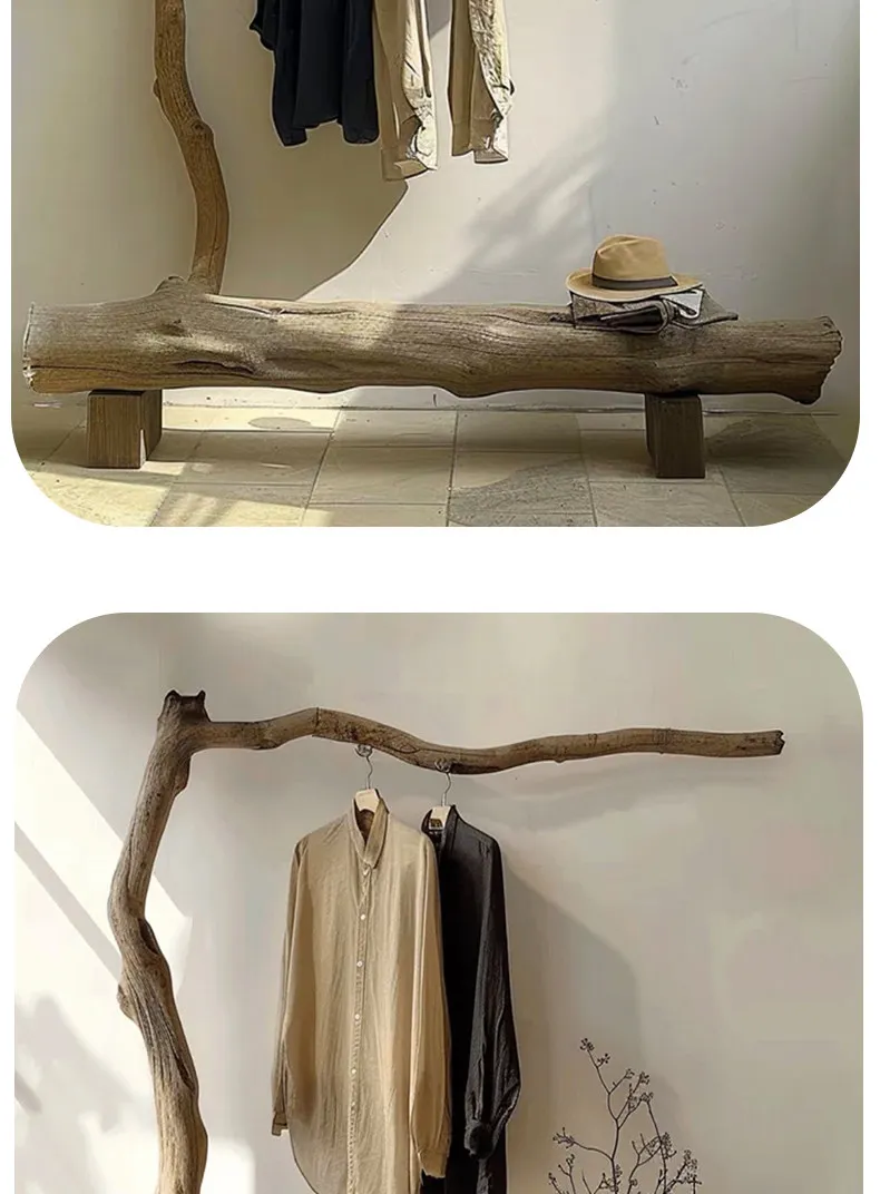 Yellow Drying Wooden Clothes Rack Frame Commercial Boutique Standing Clothing Racks Designer Percheros De Pared Home Furniture