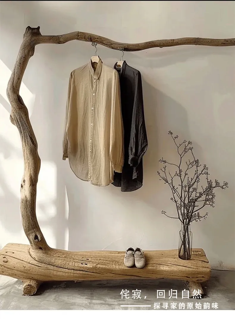 Yellow Drying Wooden Clothes Rack Frame Commercial Boutique Standing Clothing Racks Designer Percheros De Pared Home Furniture