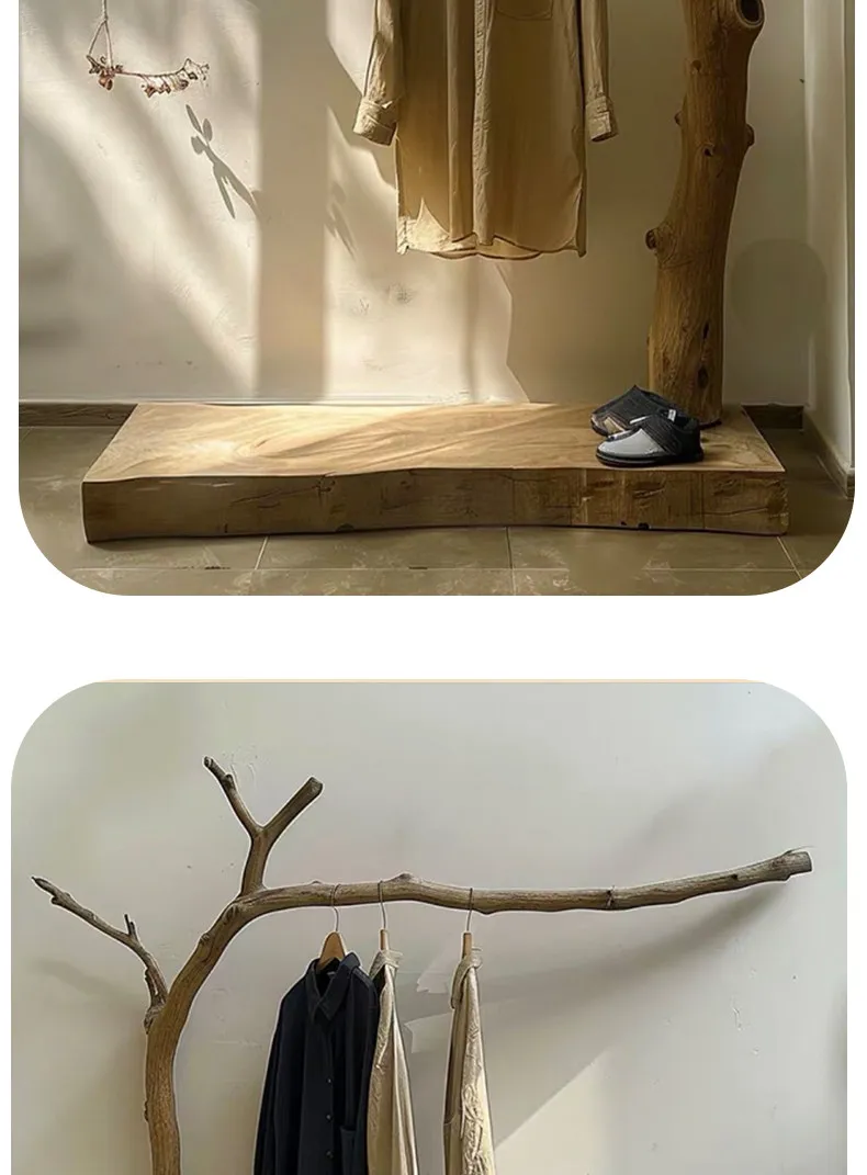 Yellow Drying Wooden Clothes Rack Frame Commercial Boutique Standing Clothing Racks Designer Percheros De Pared Home Furniture