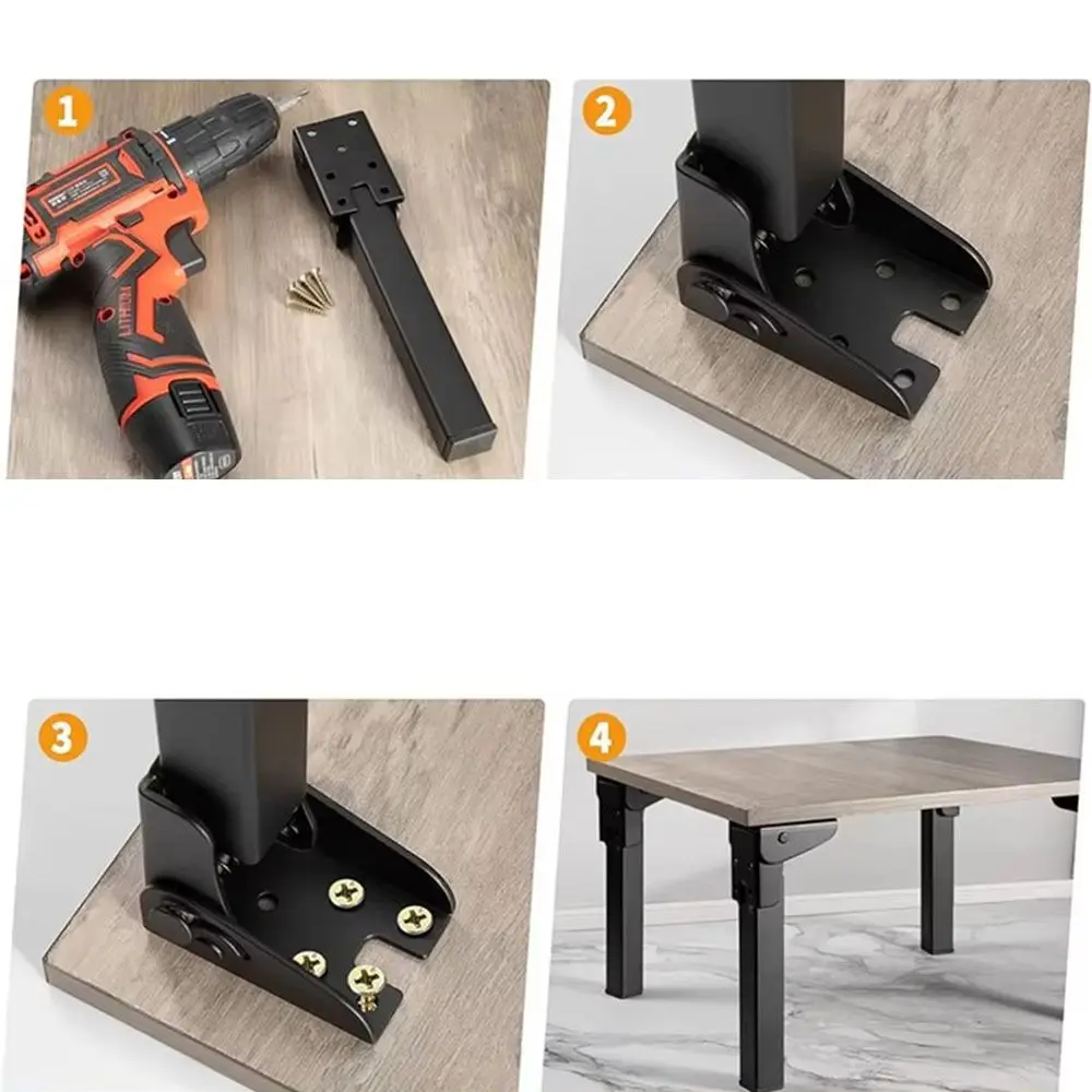 90° Folding Table Leg Replacement Metal DIY Bed Sofa Support Legs Collapsible Table Legs Feet