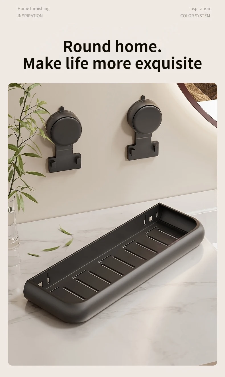 Suction Cup Bathroom Towel Rack Space Aluminum Wall-Mounted Minimalist Multi-Functional Storage Shelf No Drilling Required