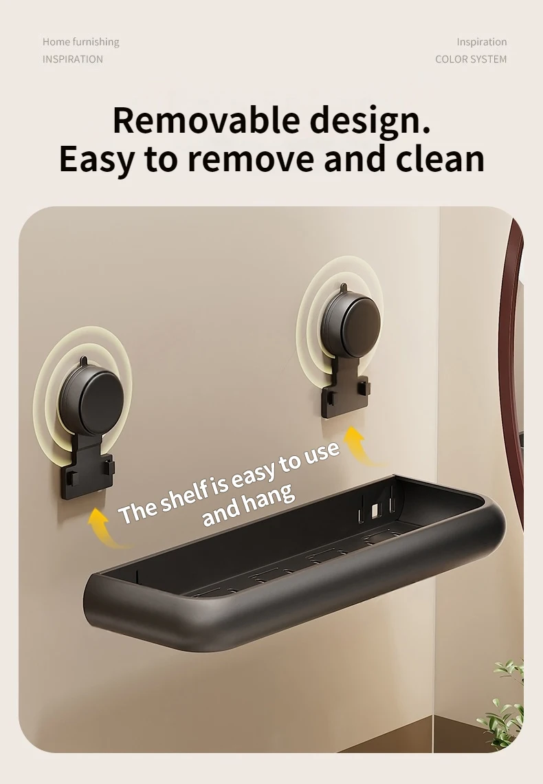 Suction Cup Bathroom Towel Rack Space Aluminum Wall-Mounted Minimalist Multi-Functional Storage Shelf No Drilling Required