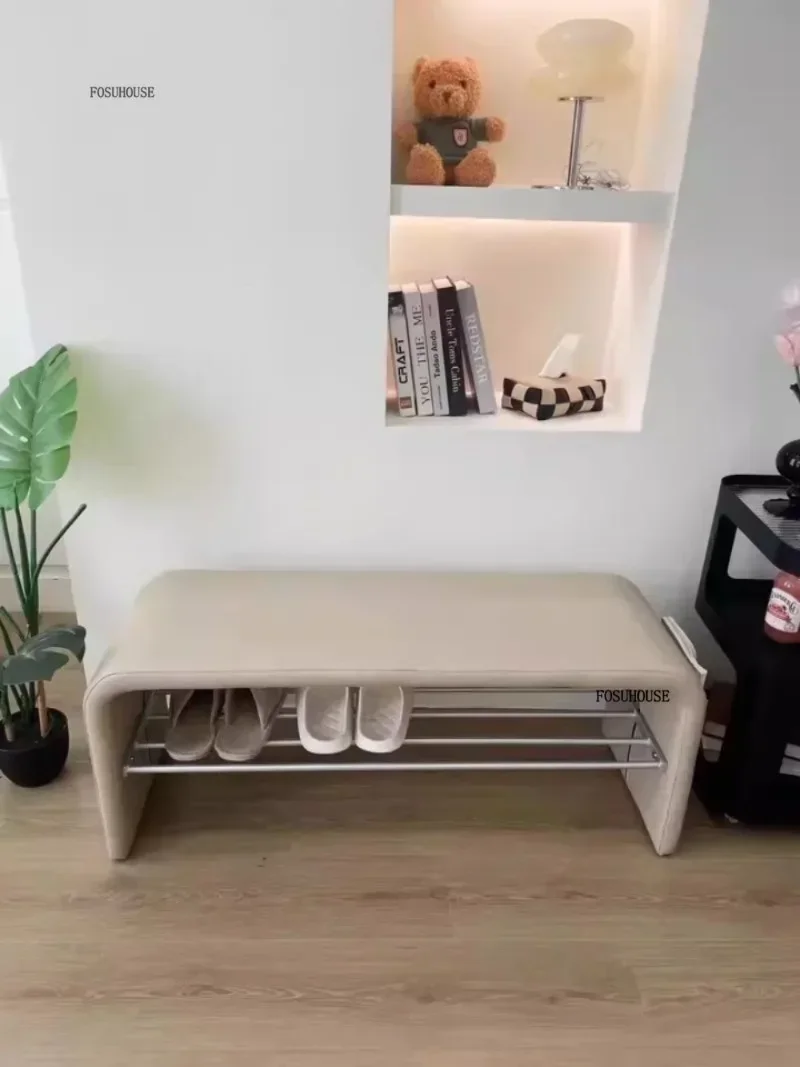 Luxury Shoe Change Stool Door Shoe Cabinet Modern Household Stools Integrated Minimalist Home Furniture Ottomans Bedroom Bench