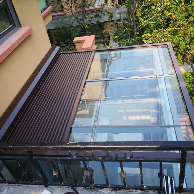 Any Size Custom Modern Fixed Aluminum Awning Polyurethane Roof Outdoor UV Heat Resistant Electric Adjustable Canopy