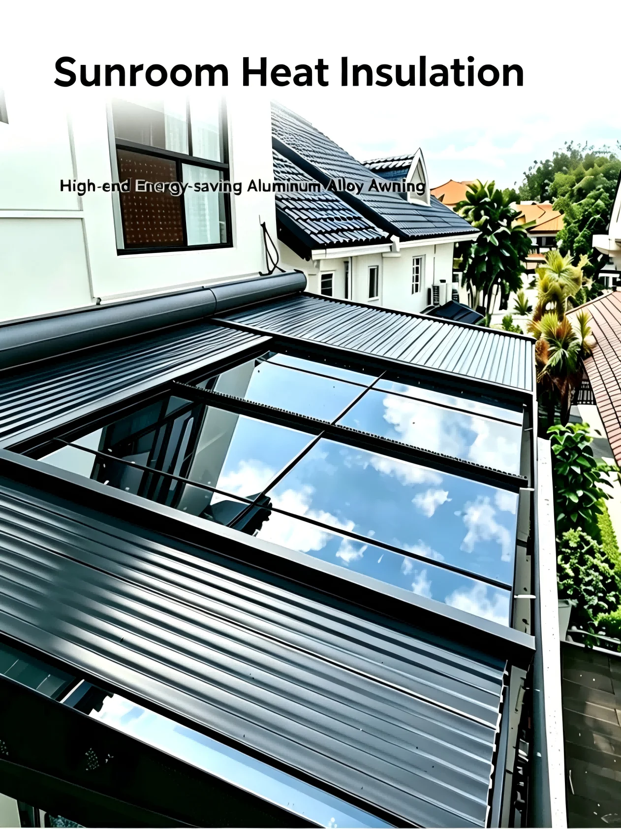 Any Size Custom Modern Fixed Aluminum Awning Polyurethane Roof Outdoor UV Heat Resistant Electric Adjustable Canopy