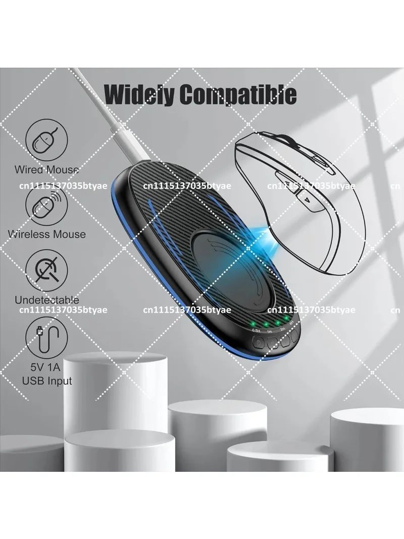 Mouse Mover with Timer, Silent Jiggler with ON/Off Switch, Keep Computer Active-Black