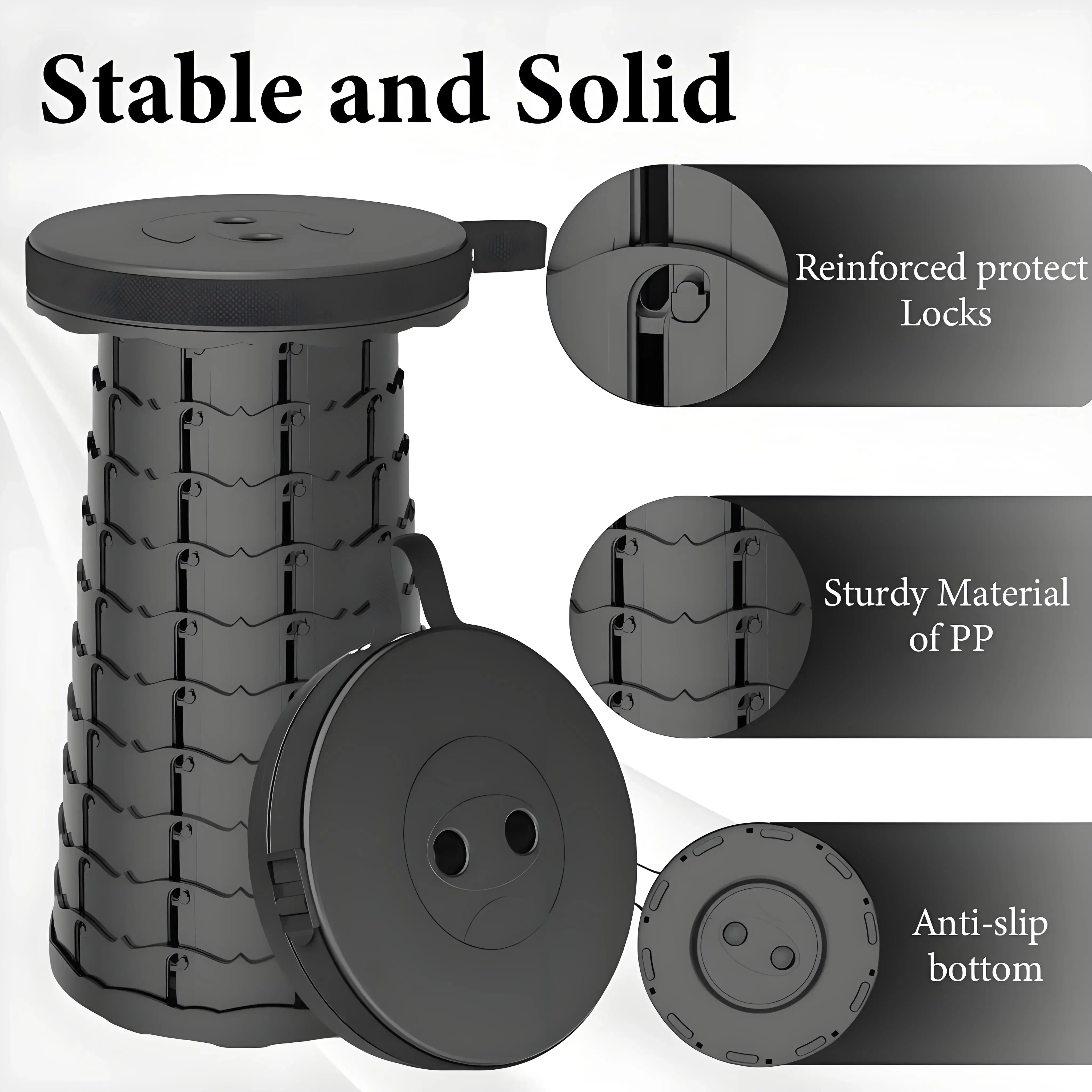Portable Folding Stool Capacity Compact Camping Seat | Lightweight for Fishing Hiking Outdoor Events Subway Bus CommutingChaises