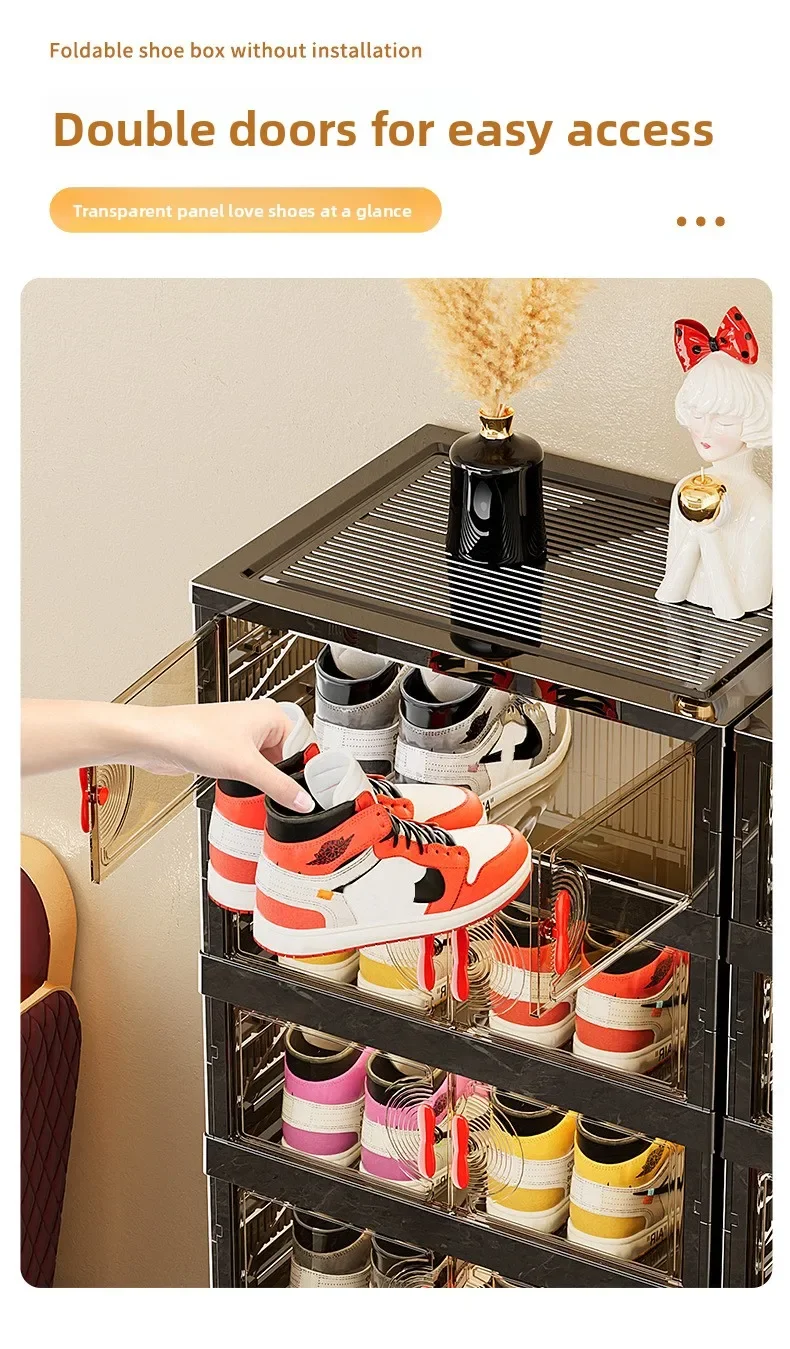 Living Room Shoe Cabinet Multilayer Storage Storage Folding Large Capacity Shelves Household Snack Cabinet Furniture