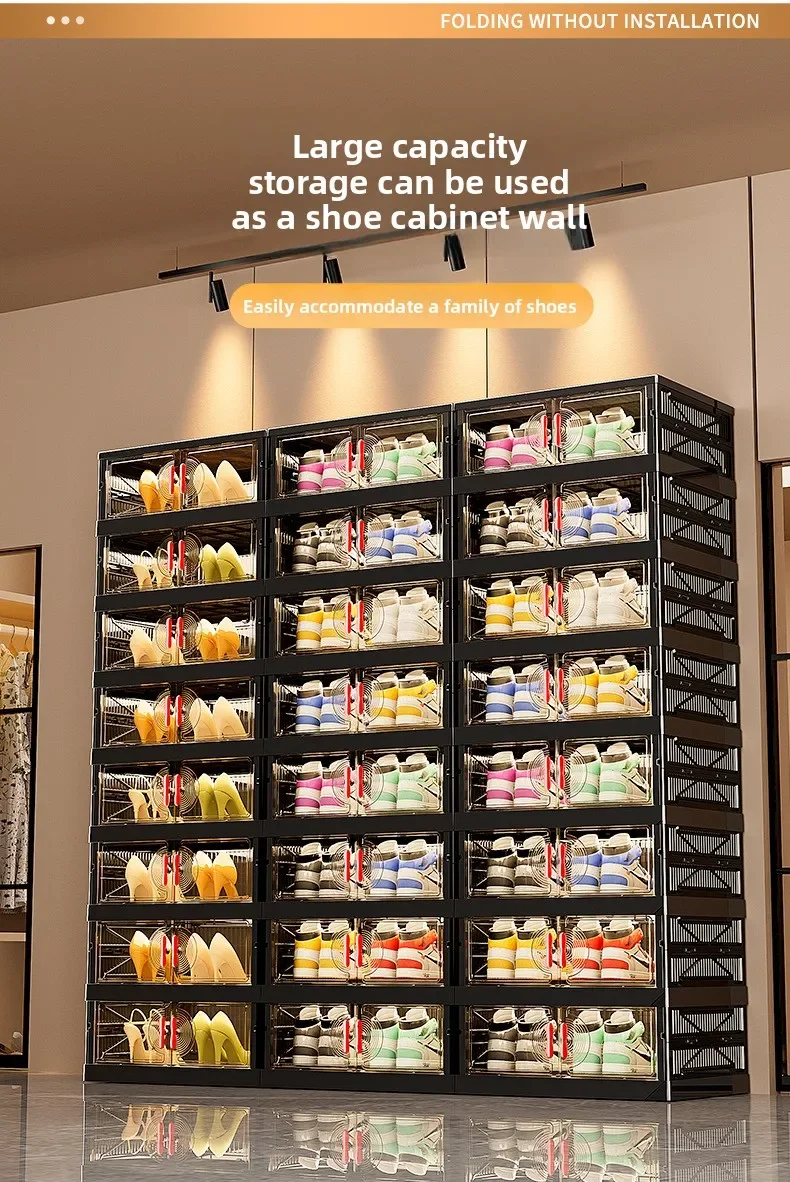 Living Room Shoe Cabinet Multilayer Storage Storage Folding Large Capacity Shelves Household Snack Cabinet Furniture