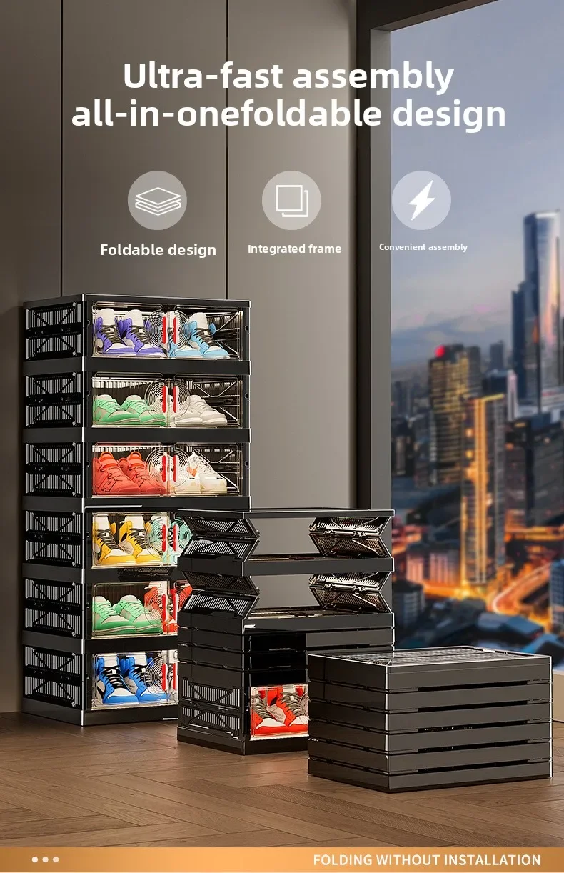 Living Room Shoe Cabinet Multilayer Storage Storage Folding Large Capacity Shelves Household Snack Cabinet Furniture