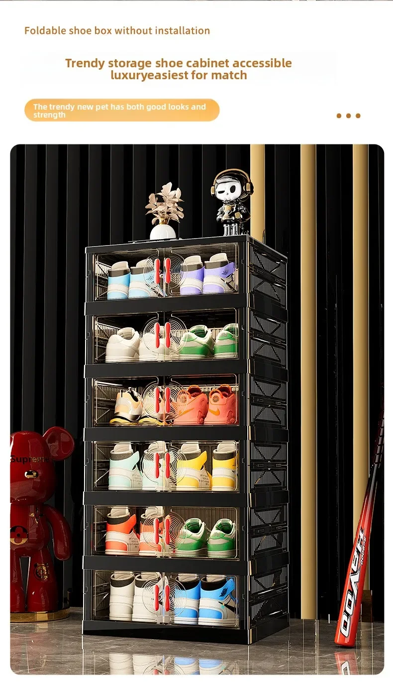 Living Room Shoe Cabinet Multilayer Storage Storage Folding Large Capacity Shelves Household Snack Cabinet Furniture