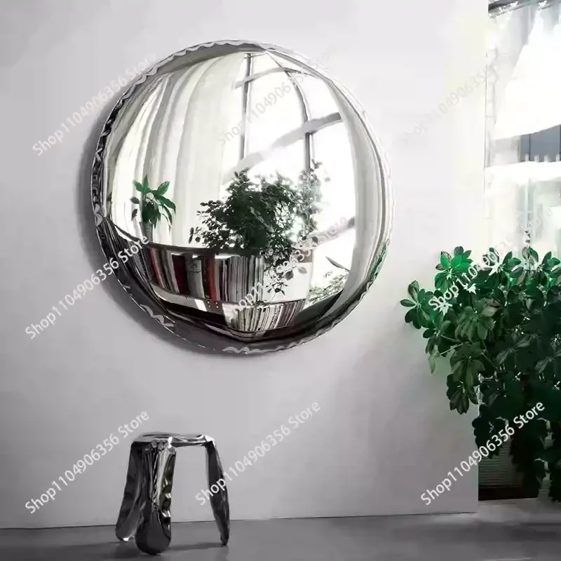 for Round Stainless Steel Decorative Mirror Light Luxury Style Living Room Wall-Mounted Mirror Electroplating Process Wall
