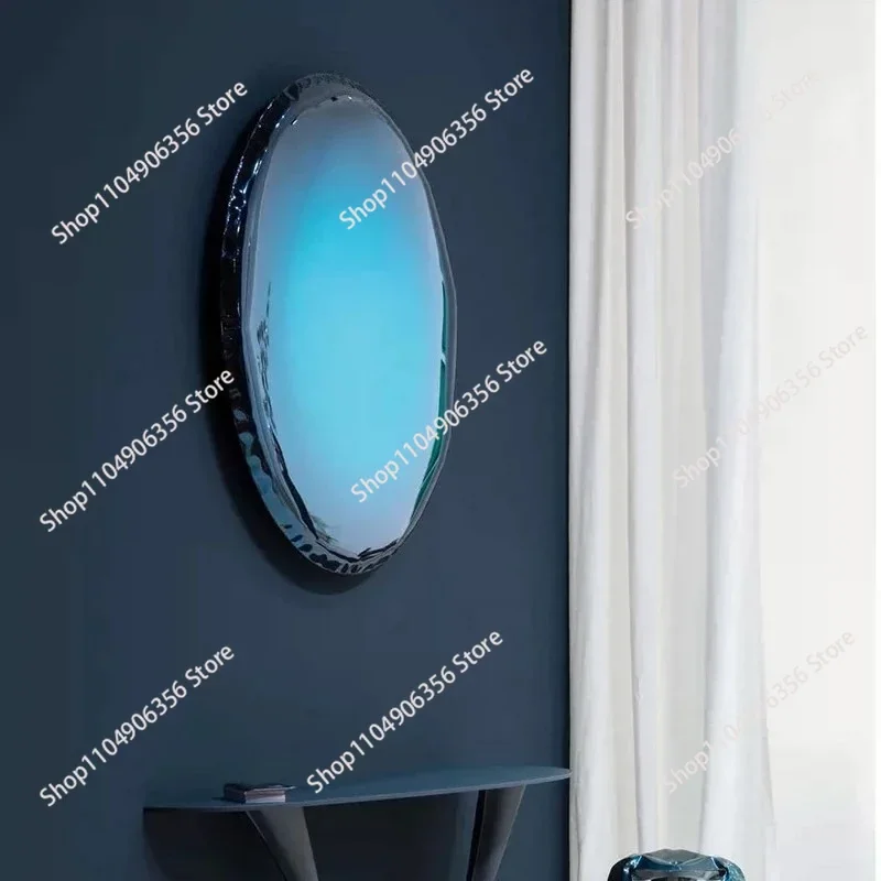for Round Stainless Steel Decorative Mirror Light Luxury Style Living Room Wall-Mounted Mirror Electroplating Process Wall