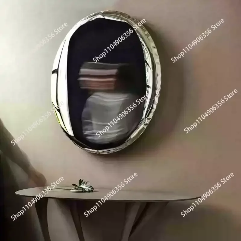 for Round Stainless Steel Decorative Mirror Light Luxury Style Living Room Wall-Mounted Mirror Electroplating Process Wall