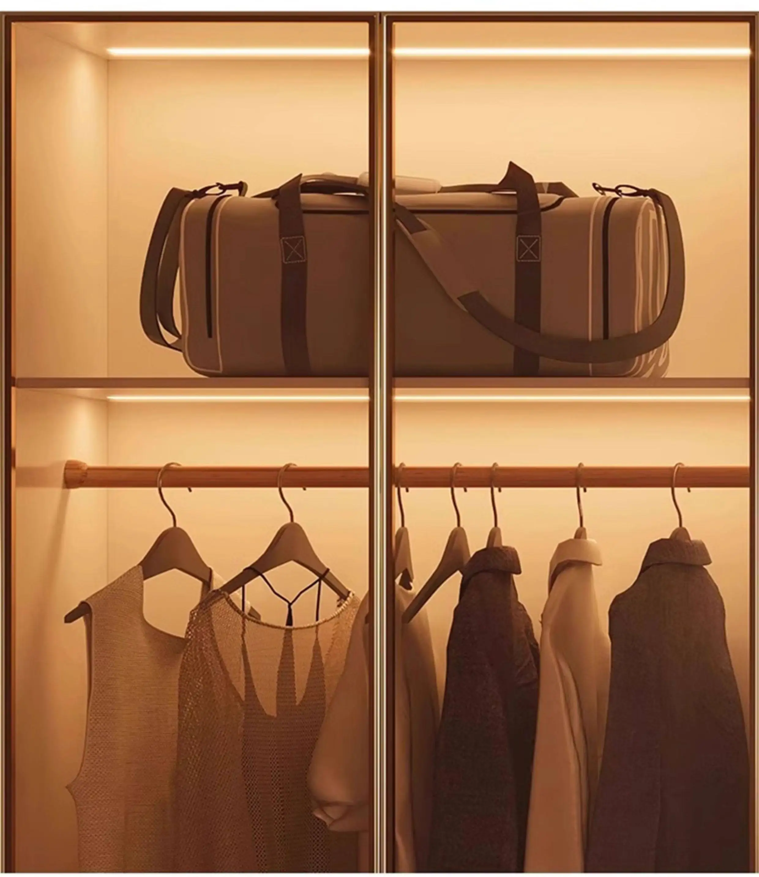 Clothes Closet Armario De Ropa Customized ENF Grade Solid Wood Glass Door Wardrobe Cloakroom Storage Locker Bedroom Furniture